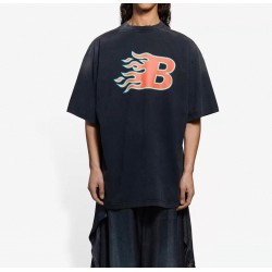 B Flames Print Logo T-shirt