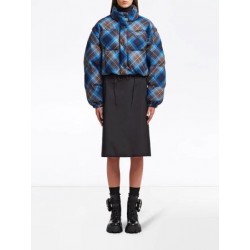 Plaid-Print Cropped Down Jacket (Women's)