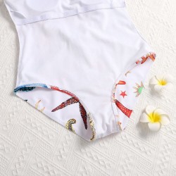 Starfish Print Front Logo One-Piece Swimsuit