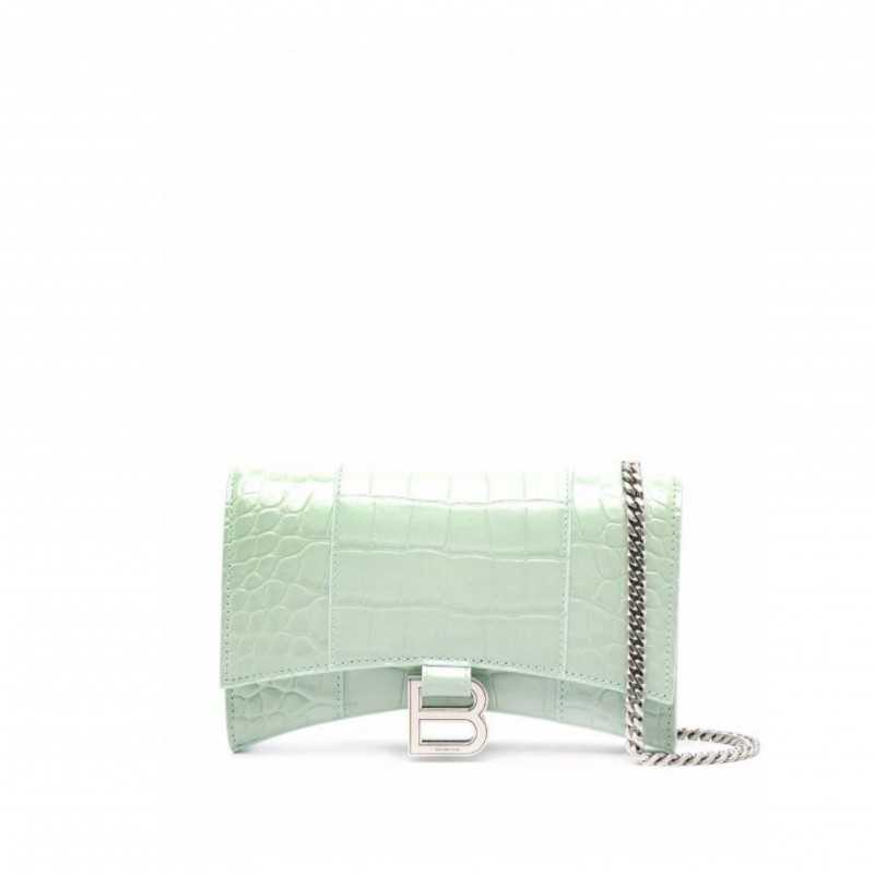 Hourglass Wallet On Chain Croc Embossed