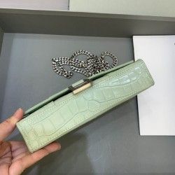 Hourglass Wallet On Chain Croc Embossed