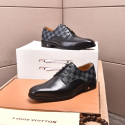 Black Leather Damier Loafers (Men's)