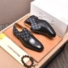 Black Leather Damier Loafers (Men's)