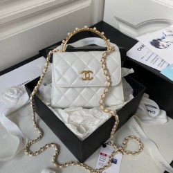 Pearl Enamel Clutch With Top Handle