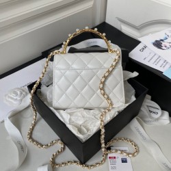 Pearl Enamel Clutch With Top Handle