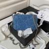 Denim Quilted Camelia Small Vanity Case