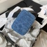 Denim Quilted Camelia Mini Vanity Case