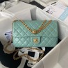Quilted Caviar Medium Double Flap Gold Hardware