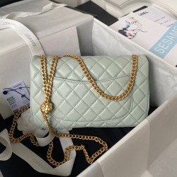 Quilted Caviar Medium Double Flap Gold Hardware