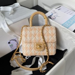 Tweed Crush Top Handle Flap Bag