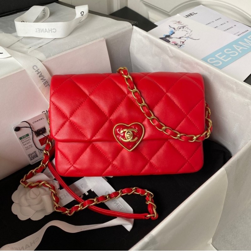 Heart Small Flap Bag Gold Hardware