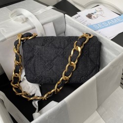 Funky Town Flap Bag CC Embossed Denim Medium