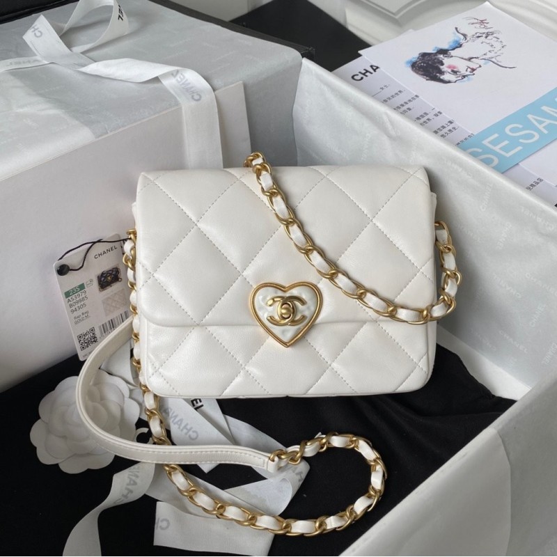 Heart Mini Flap Bag Gold Hardware
