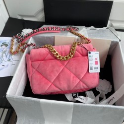 Velvet Quilted Medium 19 Flap Bag