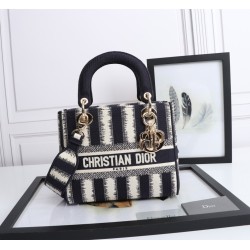Medium Lady D-Lite Bag Striped