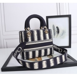 Medium Lady D-Lite Bag Striped